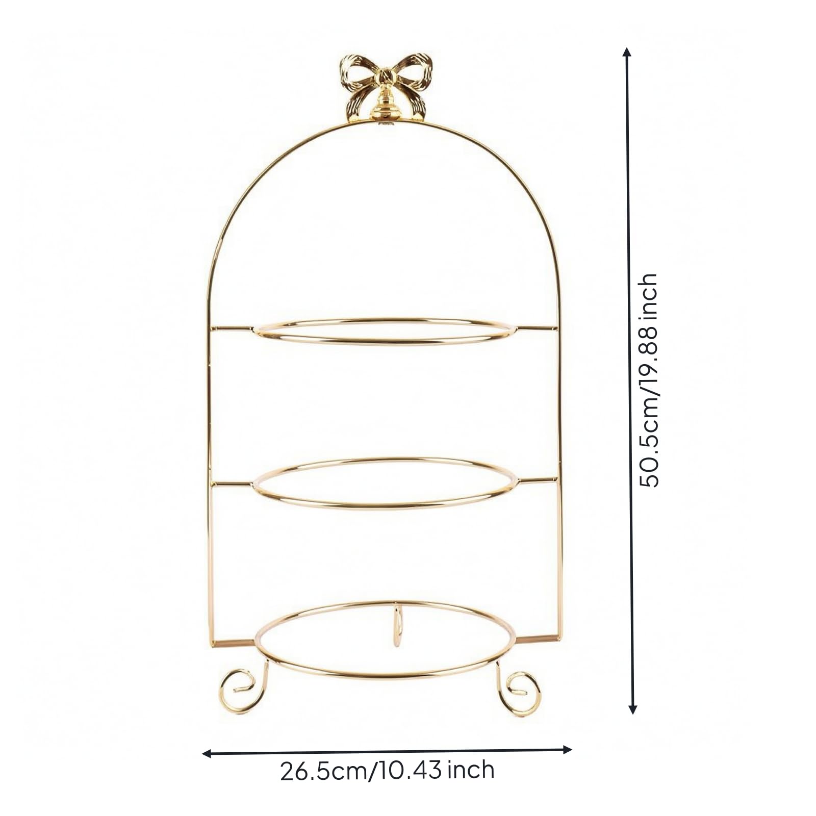 Elegant Etagere mit DREI Ebenen | Etagere mit keramikplatten, platzsparend, für teestunde, Gold