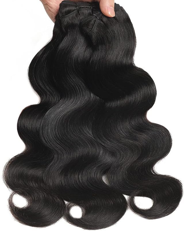 THRIFT BAZAAR Body Wave RAW Human Hair Bundles for Women | 28 Inch Natural Black Premium Extensions