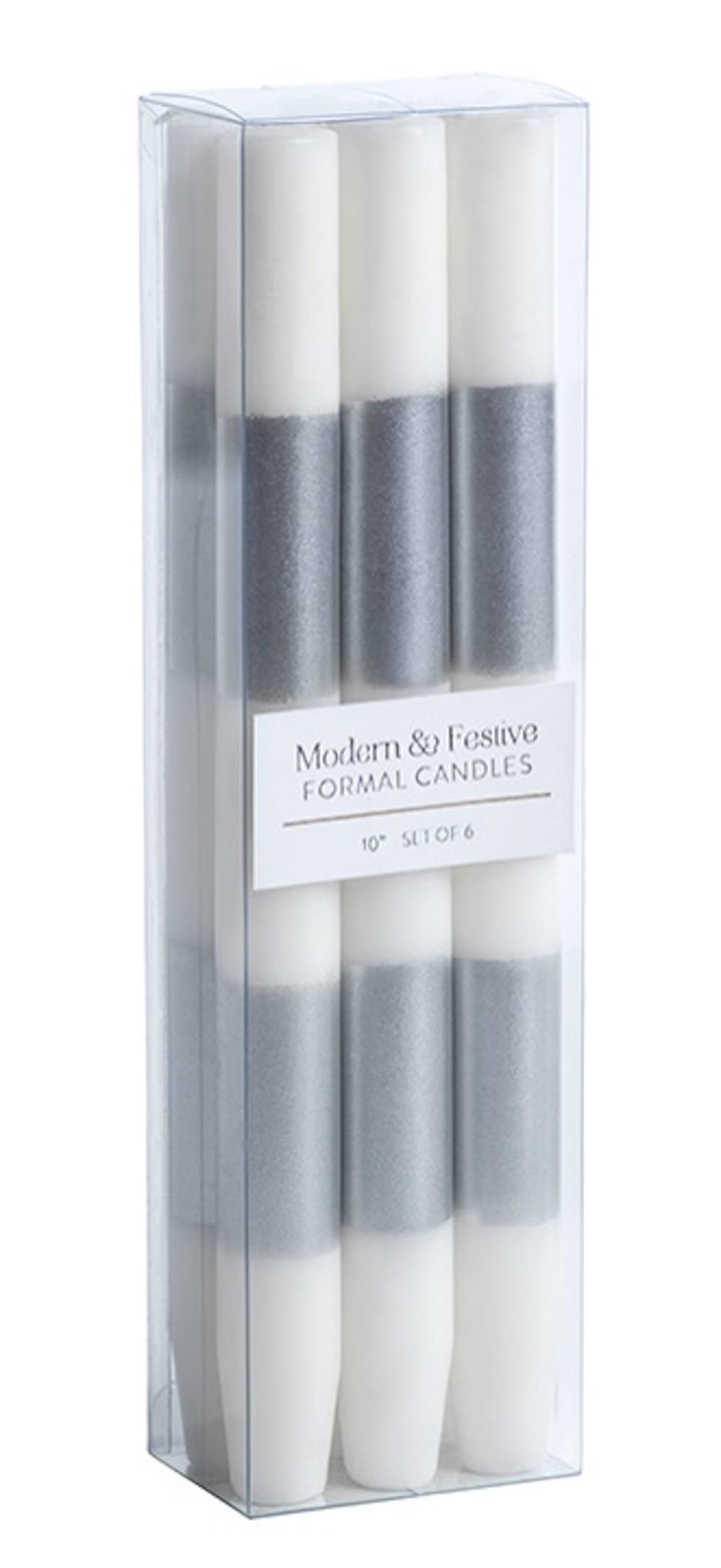 Zodax Candele Coniche Moderne - Set 6 Pezzi 25,4 Cm - Colori Blu Metallizzato Chiaro E Bianco - Per Centrotavola E Arredo Casa - 2