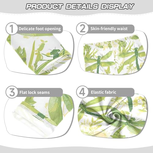 KLL Flying Green Dragonflies Flowers Girls Leggings Casual High Waisted Pants Running3