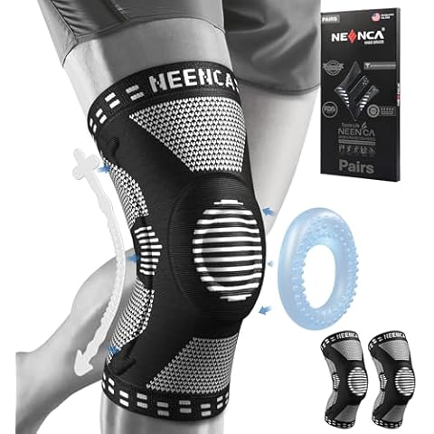 NEENCA 2 Pack Knee Braces for Knee Pain, Compression Knee Sleeves with Patella Gel Pad & Side Stabilizers, Knee Support for Meniscus Tear, Arthritis, Joint Pain, ACL, Runner, Workout- FSA/HSA APPROVED Cover
