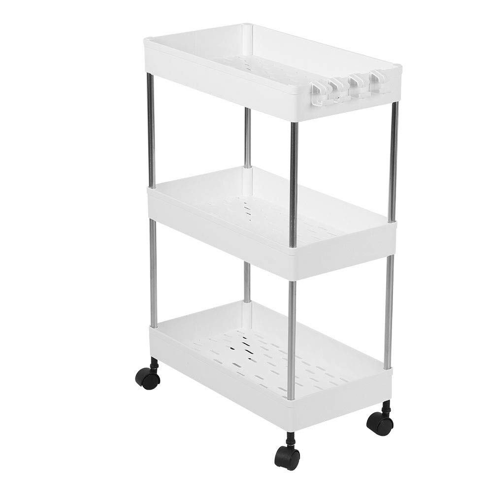 Estante de Almacenamiento, Carrito Organizador móvil para Ahorrar Espacio, para el hogar, Cocina y baño (Estilo clásico [Blanco 3 Capas])