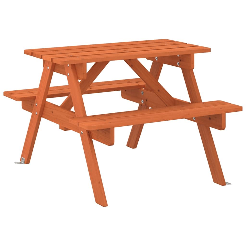 Stół piknikowy dla 4 dzieci z litego drewna jodłowego z otworem na parasol, stół ogrodowy na taras, balkon i do ogrodu, stabilny stół outdoorowy do jedzenia, picia, grillowania i pikniku na