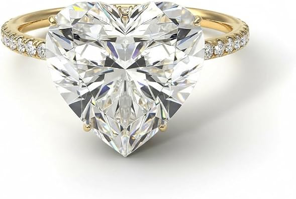 Jewelryonclick Choose Your Gemstone 18k Gold Plated Ring Heart Shaped Everyday Casual Wear, Party Wear Ring Modern Design Engagement Gift for Women, Girls and Ladies Size 4,5,6,7,8,9,10,11,12,13