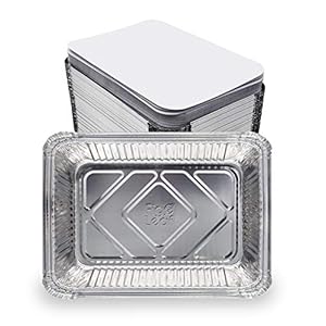 (120 Pack) Premium 2.5-LB Takeout Pans with Lids – 8.6″ x 6.1″ x 2″ l Heavy Duty Disposable Aluminum Foil for Catering Party Meal Prep Freezer Drip Pans BBQ Potluck Holidays