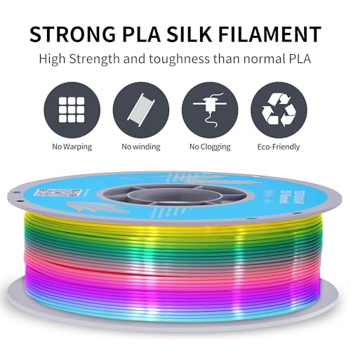 Image of Silk Rainbow PLA 3D Printer Filament, 1KG Spool(2.2lbs) 1.75mm PLA Fast Color Change 3D Printing Material, Multicolor PLA,Gradient Filament for Most FDM 3D Printers,Fairy Tale Color
