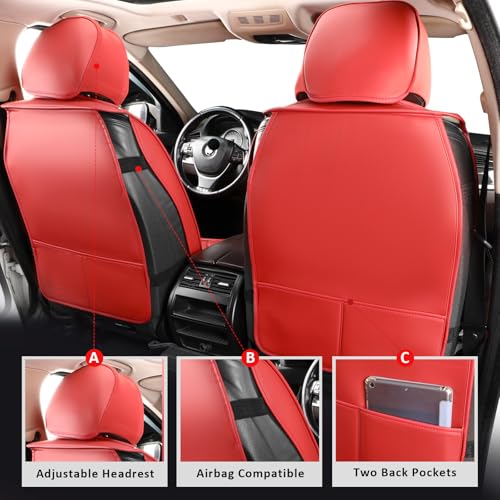 Image of MIROZO Seat Covers Full Set,Leather Car Seat Covers Breathable Car Seat Protector Waterproof Automotive Vehicle Cushion Cover Universal for Most Sedan, Truck and SUV (Full Set, Wine Red)
