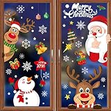 Enwokran Weinachten Fenstersticker, 8 Blatt 256pcs Aufnehmbare Fensteraufkleber Fensterbilder Weihnachten Weihnachtssticker PVC Fensteraufkleber Fensterdeko Selbstklebend, DIY Weinachts Dekoration