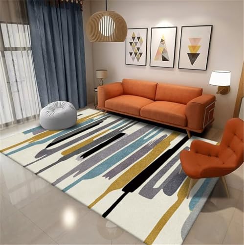 Tapis confortable et résistant à l'usure 90x180cm motif bleu moderne