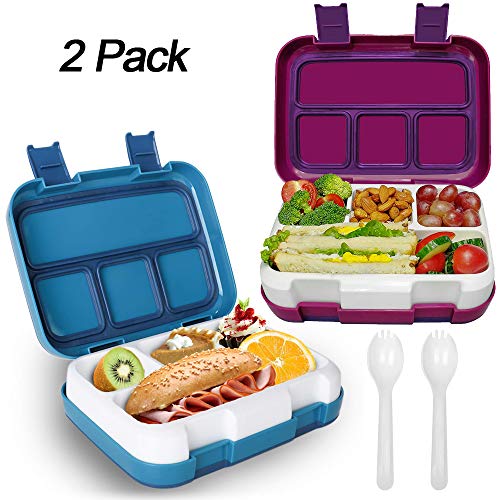 Askyorte 2-Pack Large Bento Box Set Lunch Boxes with Utensils, Removable Tray Travel