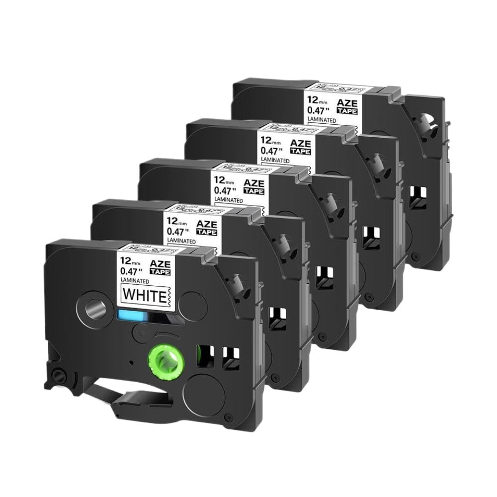 5 Nastro per etichette PK Aze 231 Nastro laminato da 12 mm compatibile con materiali di consumo per stampanti PTD410 PTD610 PTE300 PTD460BT PT100 per codice articolo Tze 231