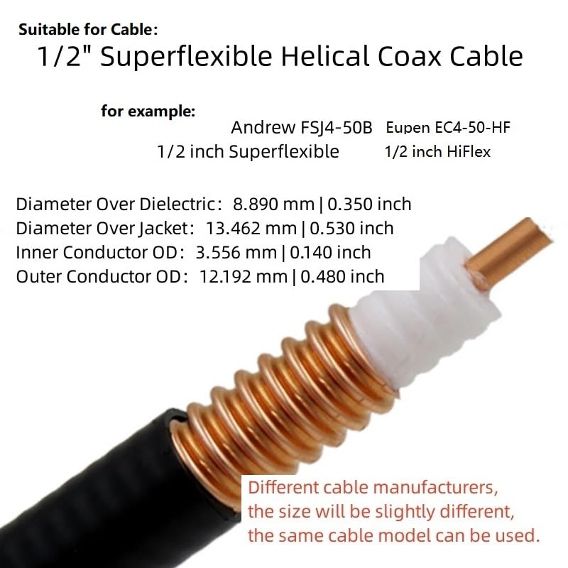 Conector recto macho N para cable coaxial Superflex 1/2" x2 miniatura 5