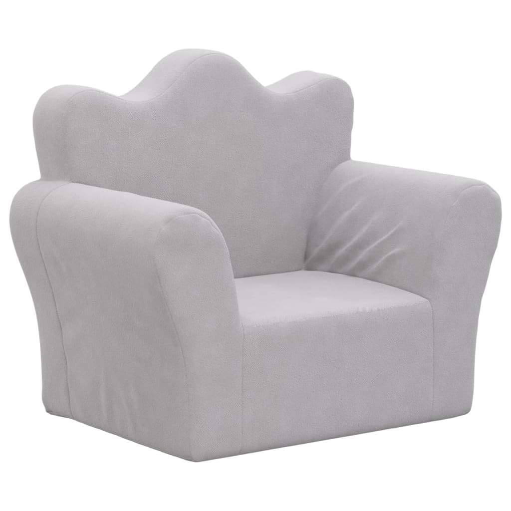 vidaXL Sofá para Niños, Sillón con Respaldo Reposabrazos, Mini Sofá Infantil, Asiento Sofá para Dormitorio Sala de Juegos, Felpa Suave Gris Claro