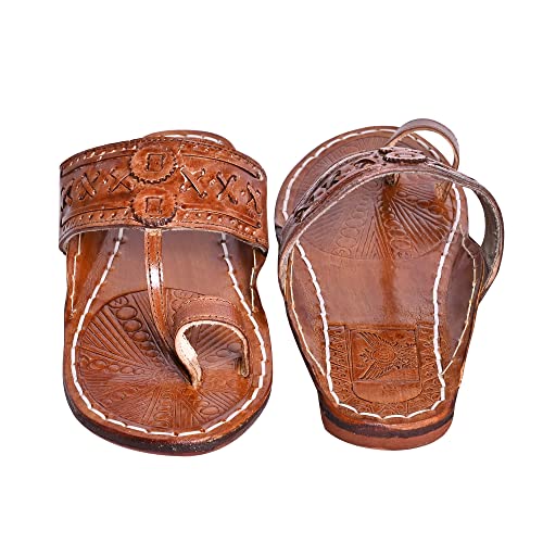 Image of Men's kolhapuri chappals 100% genuine leather hardcrafted Stylish,Ethinicwear & Dailywear designed with excellence 100% comfortable.