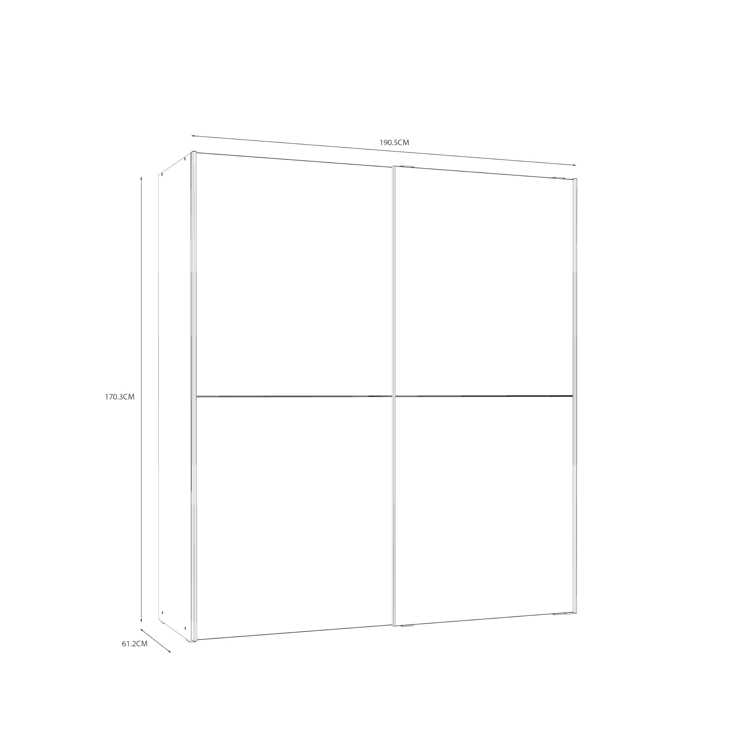Forte DEDERIK Schrank 170, Kleiderschrank Industrial, Schlafzimmerschrank 2-türig, Holzwerkstoff, Old Wood Vintage Holzdekor/Betonoptik Dunkelgrau, 170 cm breit x 190,5 cm hoch x 61 cm tief
