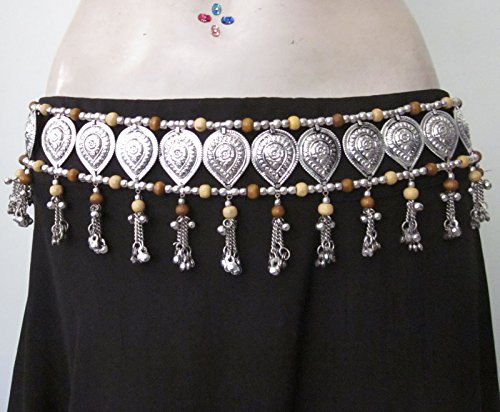 Womens Fashion Sash Belt | Bohemian Gypsy Hippie Music Festival Kuchi Tribal Belly Dance Style | Handcrafted Teardrop Medallions Wood Beads Metal Chain Tassels Boho Wedding Hip Waist Novelty Accessory2