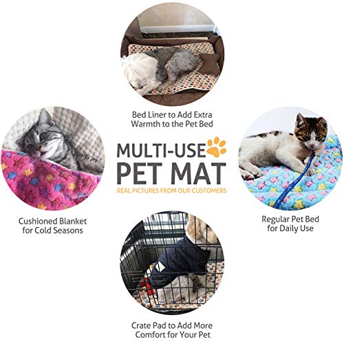 Ultra Soft Pet (Dog/Cat) Bed Mat with Cute Prints | Reversible Fleece Dog Crate Kennel Pad | Machine Washable Pet Bed Liner (X-Small, Brown)