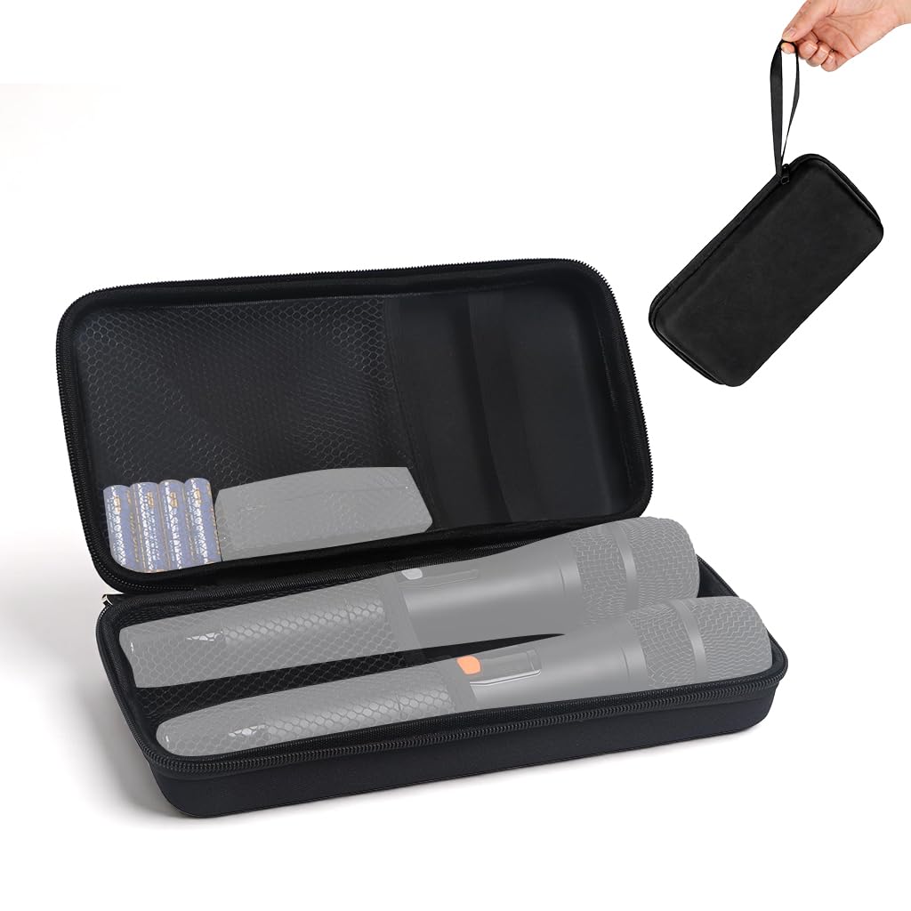 HASTHIP® Microphone Storage Organizer Case Bag, Microphone Bag for 2 Wireless Microphones,EVA Hard Anti-scratch Wireless Mic Zip-up Bag with Built in Mesh Pocket-picture-14