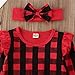 Infant Baby Girls Ruffle Plaid Jumpsuit Romper Long Sleeve One Piece Outfit Fall Winter Christmas Clothes (Ruffle Red Plaid, 3-6 Months)