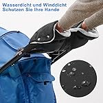 Kinderwagen Handwärmer, TNSLAND Kinderwagen Handschuhe Handmuff mit Fleece Innenseite,Kinderwagenmuff Atmungsaktiv Wasserfest Winddicht, Universalgröße für Kinderwagen Buggy,Radanhänger, Schwarz
