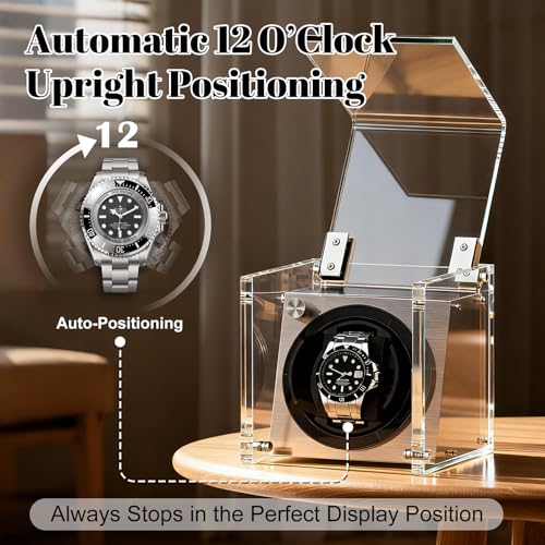 Image of Watch Winder Smith Acrylic Single Automatic Watch Winder - 12 O'Clock Upright Display, Ultra Quiet Performance for Large & Small Watches