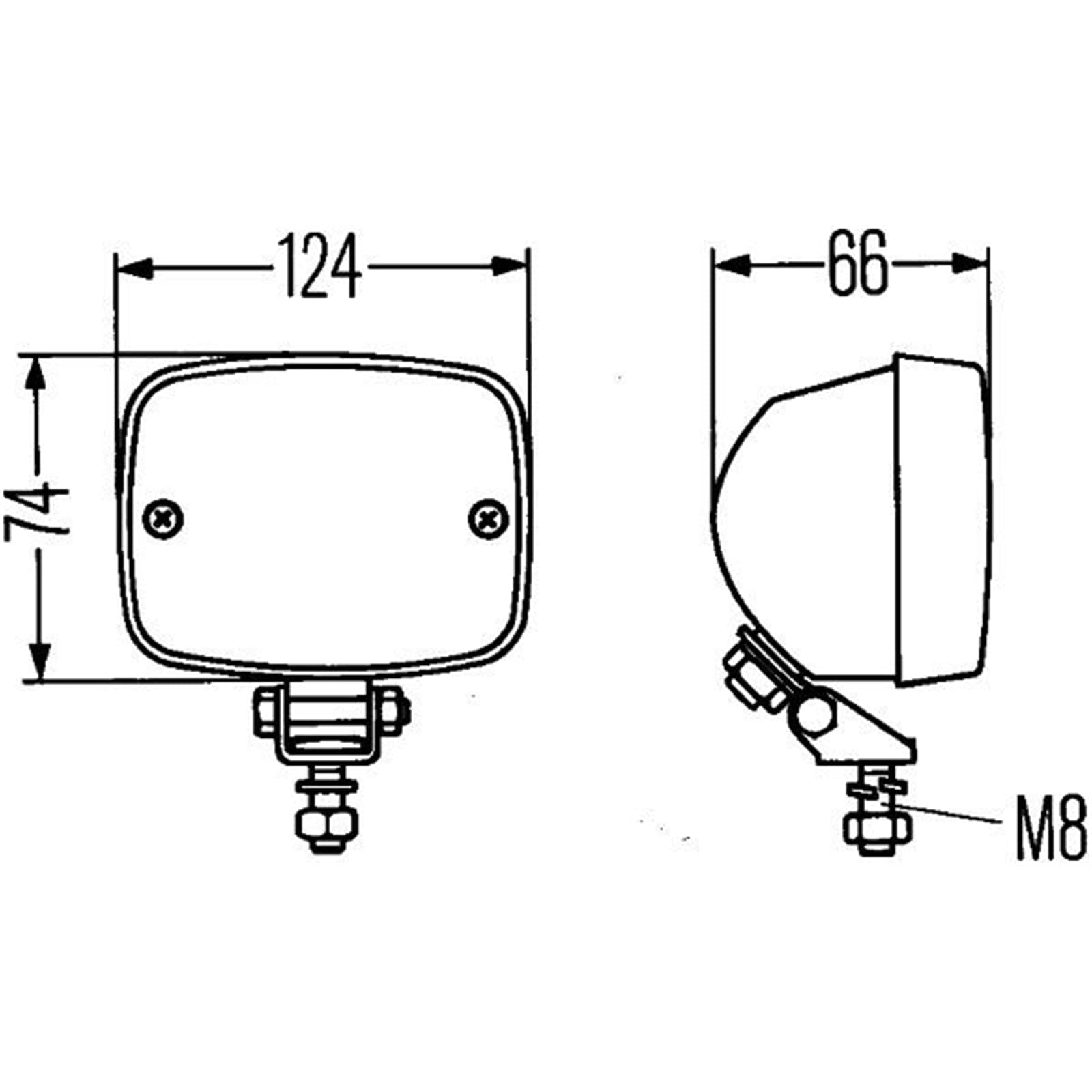 HELLA 2ZR 002 985-081 Halógena-Piloto de marcha atrás - 24/12V - montaje exterior - Abrazadera de montaje giratoria - Conector: Conector plano