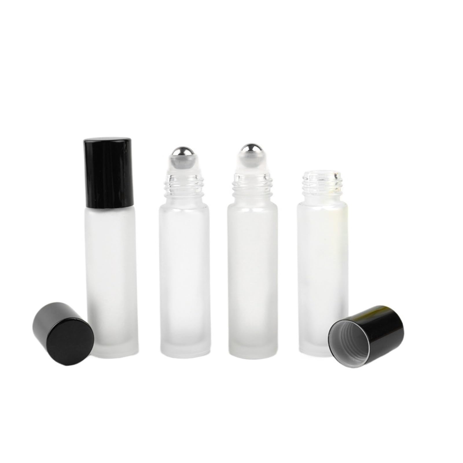 Roll On 10/20/50 pz Vuoto 10 ml Bottiglia di Vetro Rullo Trasparente Opaco Con Tappo Nero Lucido Profumo Olio Essenziale Roll on Bottiglie di Erogazione