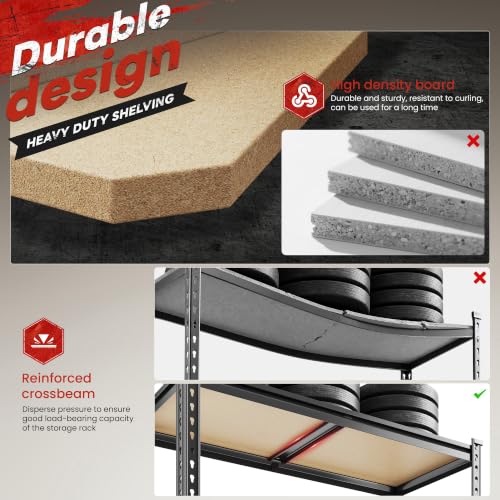 Image of REIBII 4 Pack Garage Shelving for Warehouse, Heavy Duty Metal Shelving