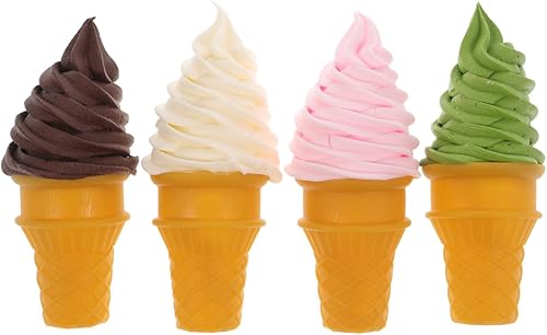 Angoily 4 piezas de helado simulado postre mostrando accesorios de comida falsa para el hogar gabinete de cocina escaparate decoración simulado