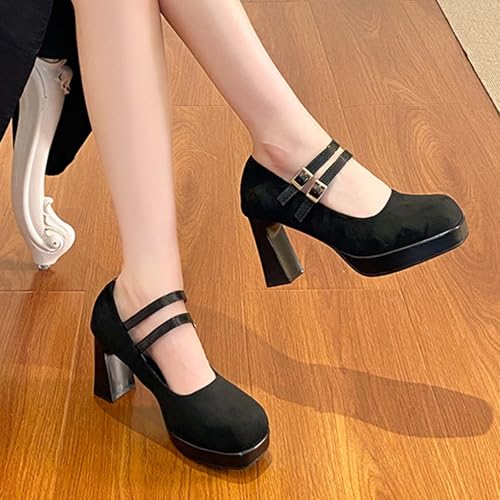 Zapatos de noche de mujer con plataforma y tacones altos de puntera cuadrada 3