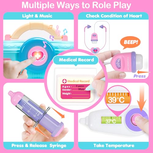Doctor Kit Toys for Toddlers 1 2 3, Pretend Doctor Playset with Hospital Scene, Role Play Medical Toys for Kids 12-18 Months, Ideal Birthday Xmas Gift for Girls Ages 1-3 - Thumbnail 3