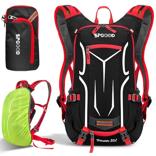 SPGOOD Fahrradrucksack 20L/25L/30L (9 Farben)-Wasserdichter Ultraleicht-für Damen & Herren Multifunktionaler-mit Regenschutzkappe/Helmabdeckung Rucksäcke MTB Mountainbike (Rot Schwarz, 20L) SPGOOD Fahrradrucksack 20L/25L/30L (9 Farben)-Wasserdichter Ultraleicht-für Damen & Herren Multifunktionaler-mit Regenschutzkappe/Helmabdeckung Rucksäcke MTB Mountainbike (Rot Schwarz, 20L)