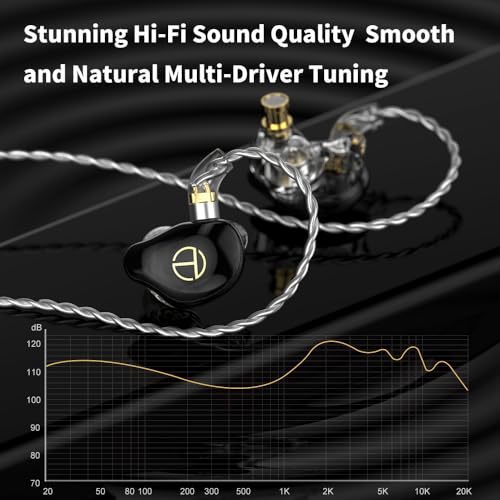 Image of HiFiGo TRN ST7 2DD+5BA Hybrid in-Ear Monitor Earphones, HiFi IEMs Detachable Wired Earbuds with 2 Dynamic Drivers and 5 Balanced Armature Units (Type-C, Black with Mic)
