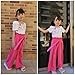 Arshiner Girls Pink Floral Fashion Outfit, Puff Sleeve Top & Wide Leg High Waisted Pants 13-14 Years
