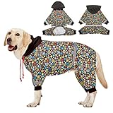 LovinPet Large Big Dog Onesies, Wound Care/Post Surgery Dog Shirt, Stop Shedding for Dogs, Pet Anxiety Relief Pajamas, PJ's for Dogs, Reflective Stripe, Gears and Black Print, Pet PJ's, 2XL