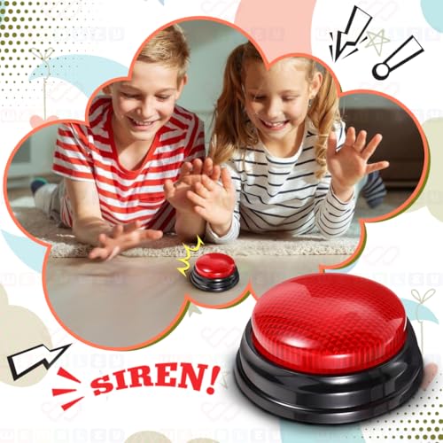 Image of Wembley Buzzer for Games Project Quiz with Siren Sound & Lights Battery Operated Portable Compact Non-Toxic Safe Answer Buzzer for Kids Adults Teacher - Pack of 1