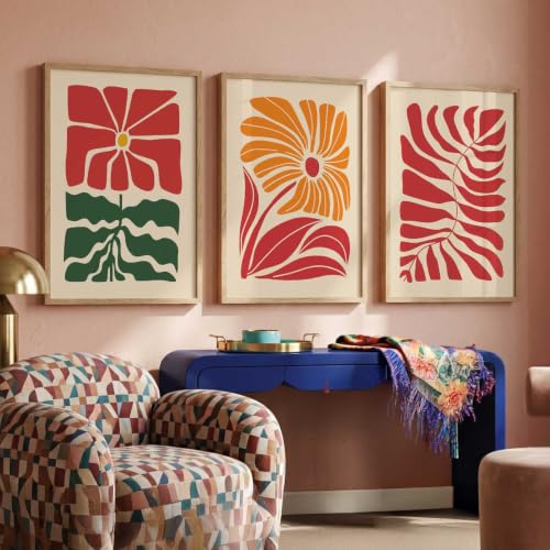 Image of kotart Home Decor Boho Painting Decorative Wall Art poster With Frame For Living Room Bed Room Hotel Wall Decor Digital Reprint Set of 3 (13X17 inch)