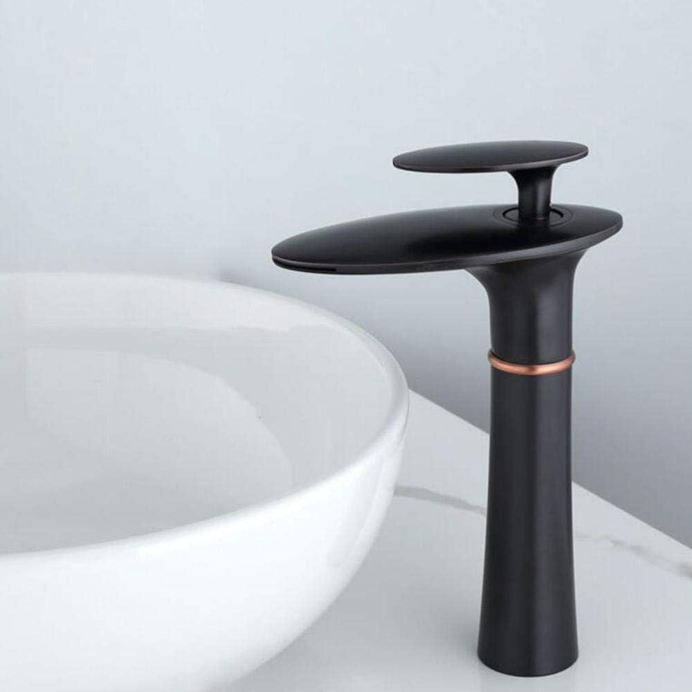 背の高い洗面台用ミキサータップ 滝型バスルームシンク用タップ 真鍮製 カウンター上温水・冷水洗面台用バスルーム用蛇口 滝型シンク用蛇