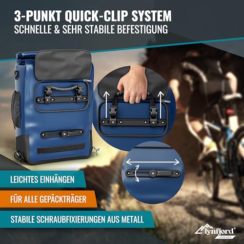 Lynfjord Travel Trek 25 Fahrradtasche 3in1 - optimierte Gepäckträgertasche, Rucksack… – Ansicht 4