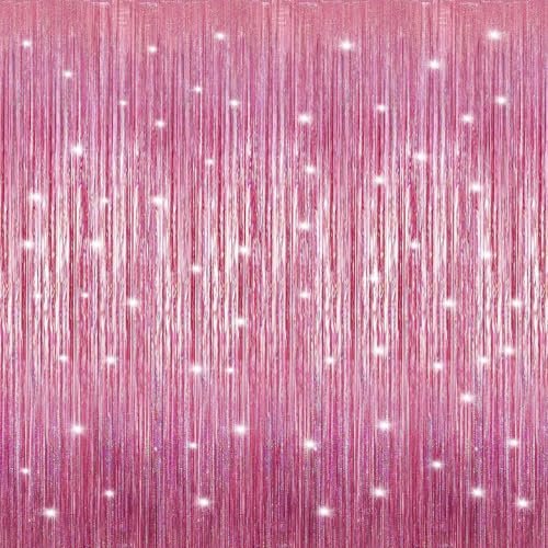 Image of Crosize 3 Pack 3.3 x 9.9 ft Bright Laser Glitter Foil Fringe Curtains Party Decorations, Tinsel Curtain Backdrop for Parties, Door Streamers, Glitter Streamer Backdrop for Birthday Decoration