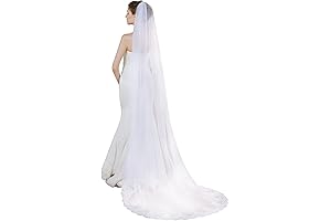 Wedding Bridal Veil with Comb 1 Tier Lace Applique