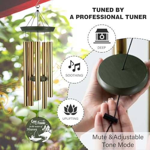 Image of ASTARIN Sympathy Gifts for Loss of Loved One, Condolences Wind Chimes for Loss Grandfather Dad Friends Who Like Fishing, Care Package for Grieving Friend(Produced in Texas)