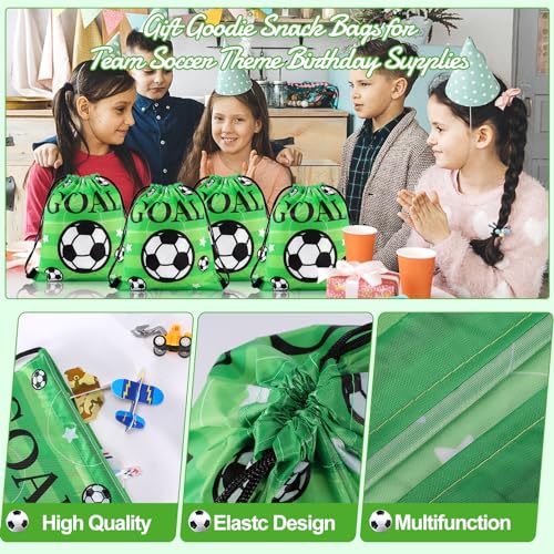 Soccer Drawstring Bag - 24 x 12" Multicolor Goodie Bags with Drawstrings-Snack & Party Pack for Soccer Theme Birthday Parties3