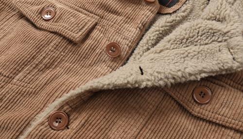Men's Corduroy Sherpa Lined Warm Jacket Winter Thick Thermal Cargo Jackets Coat4