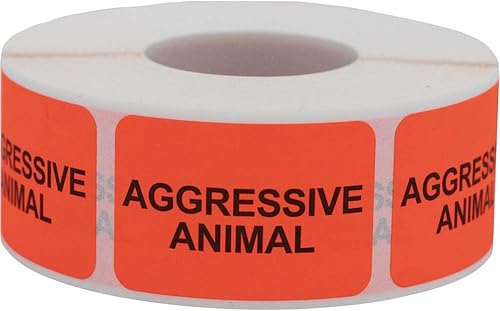 Etiquetas veterinarias de animales agresivos de 1 x 1.5 pulgadas, 500 calcomanías en total