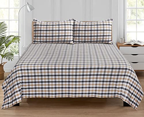 Image of AIRWILL, 200GSM Handloom Cotton Double Bedsheet with 2 Pillow Covers (Lanfranki Grey)