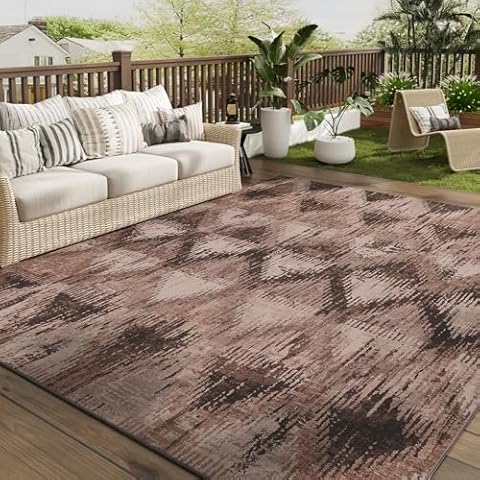 COCOER Outdoor Rug-Quick Dry Indoor Outdoor Area Rug-Blackbrown Rugs for Living Room-Absorbent Patio Rug-Non Slip Outdoor Carpet-Morocco Washable Rug-Room Decor for Balcony Deck Cover