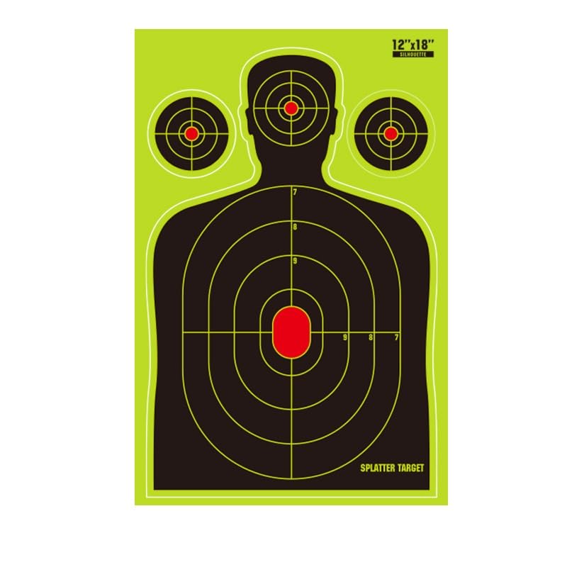 Lipulacer 12 x 18 inch Shooting Targets, Silhouette Splatter Targets Adhesive, Bright Yellow Splash Impact Reactive for Outdoor Indoor Shooting Range Practice
