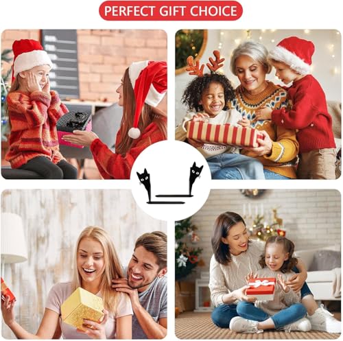 Buchstützen Katzenmotiv – Dekorative Metall-Buchstützen mit Rutschfester Unterseite | Schwarze Katzen-Deko für Bücherregal & Schreibtisch | Originelle Geschenkidee für Katzen- und