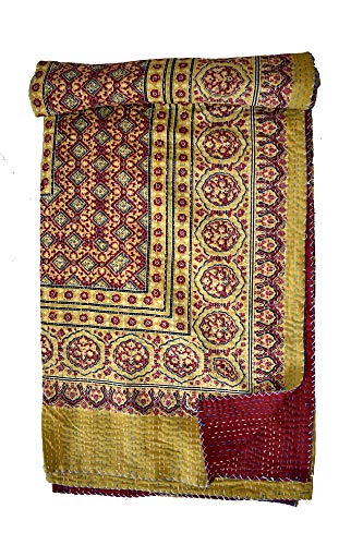Tribal Asian Textiles Ikat Kantha Steppdecke, handgefertigt, Überwurf